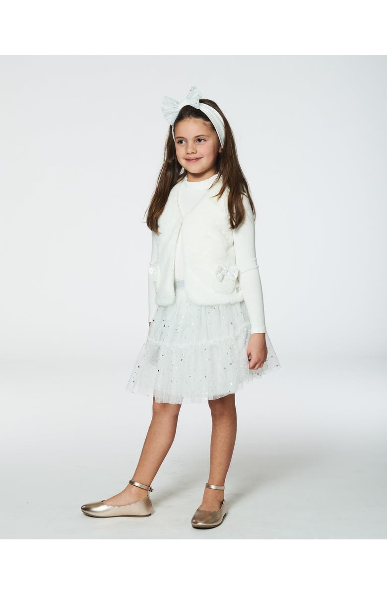 Deux par Deux Little Girl's Faux Fur Vest Off White, Alternate, color, 