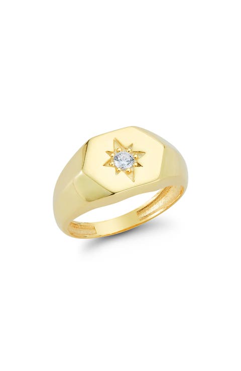 Cubic Zirconia Star Signet Ring
