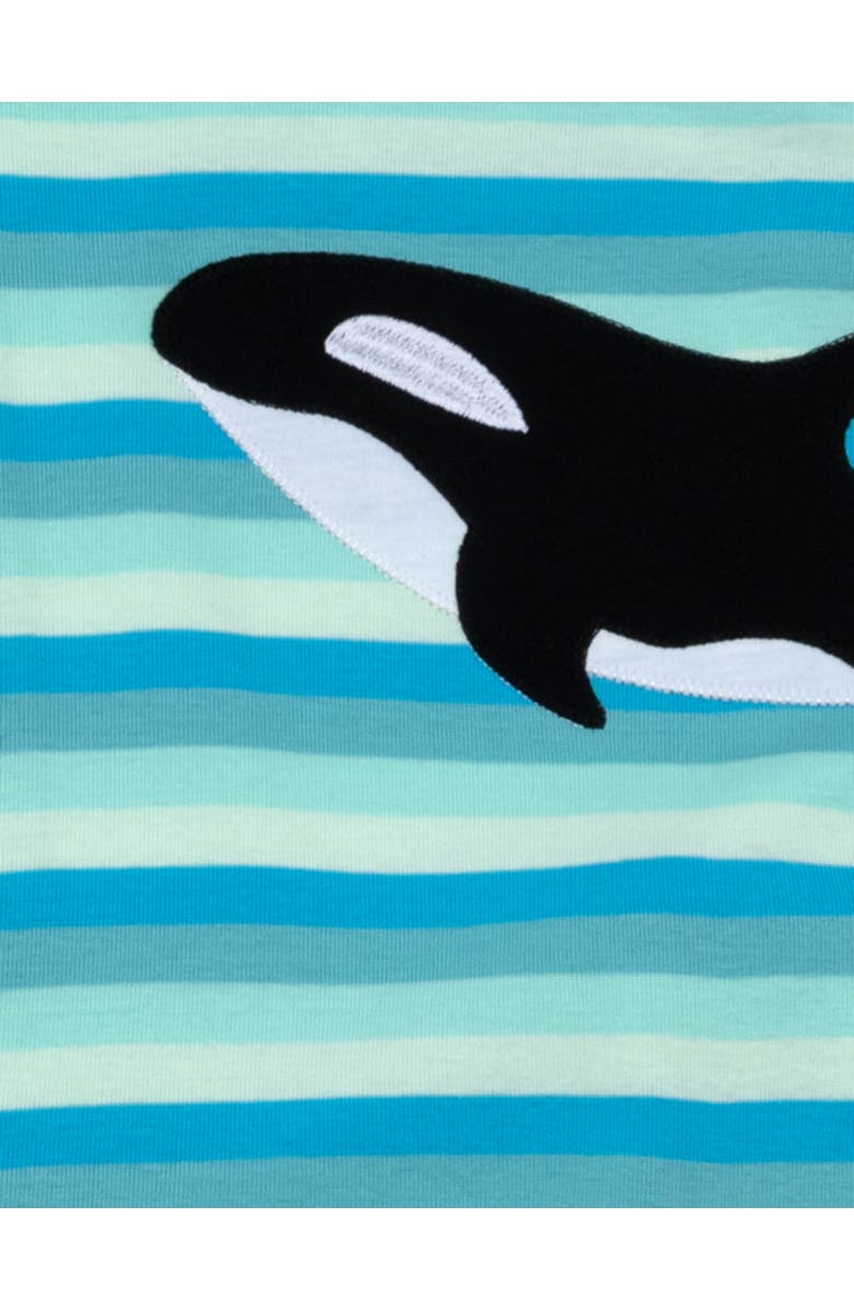 Leveret Two-Piece Cotton Printed Matching Family Pajamas, Animal Friends, Alternate, color, Orca Stripes