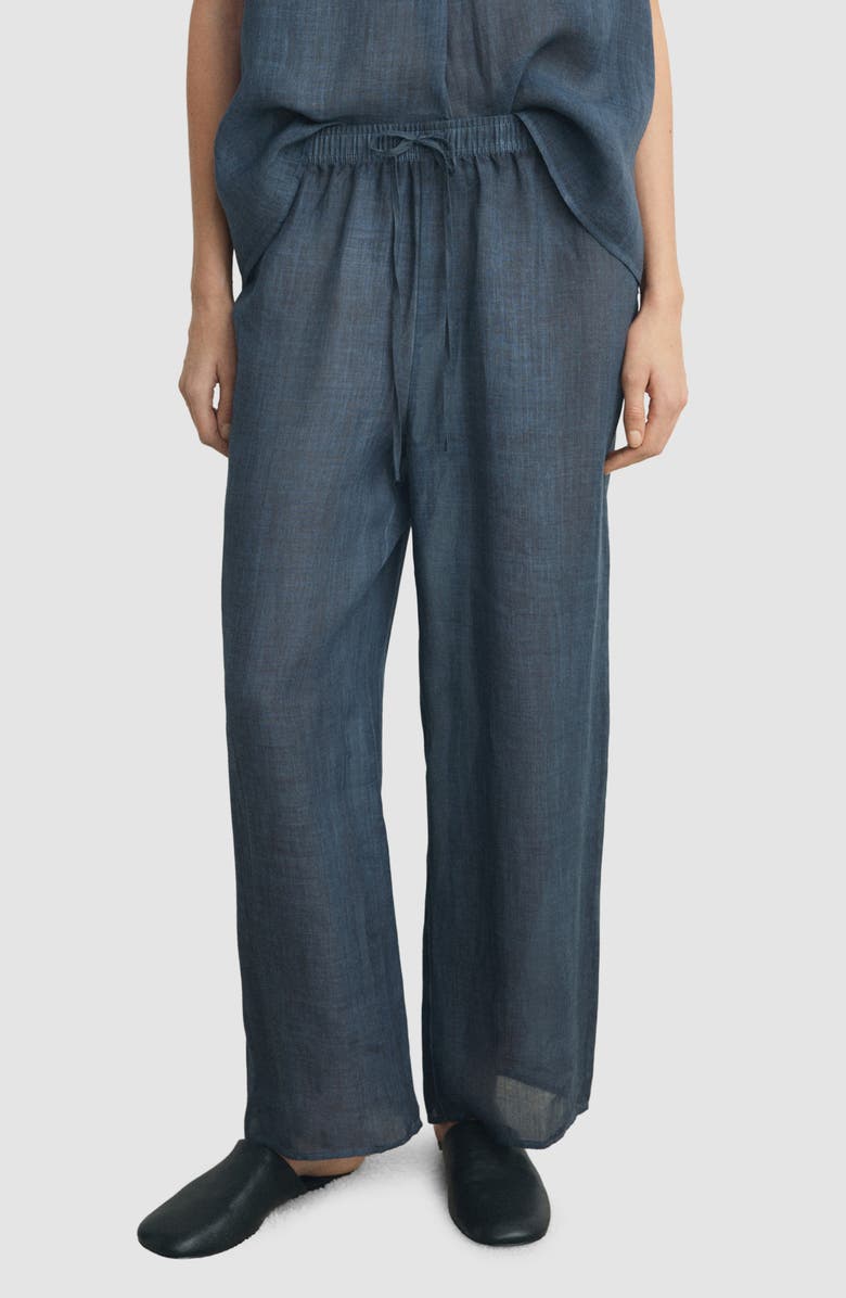 MANGO Ramie Pajama Pants, Main, color, Ink Blue