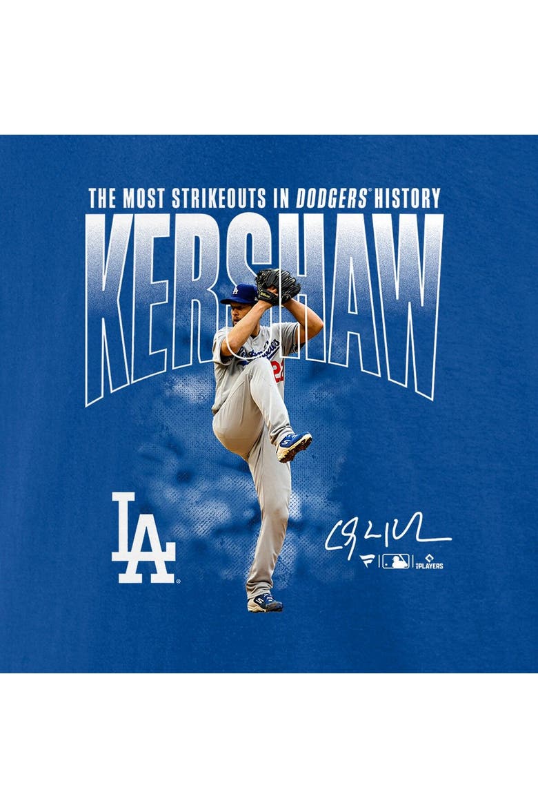 Men's Fanatics Branded Clayton Kershaw Royal Los Angeles Dodgers Most Strikeouts T-Shirt, Alternate, color, Royal