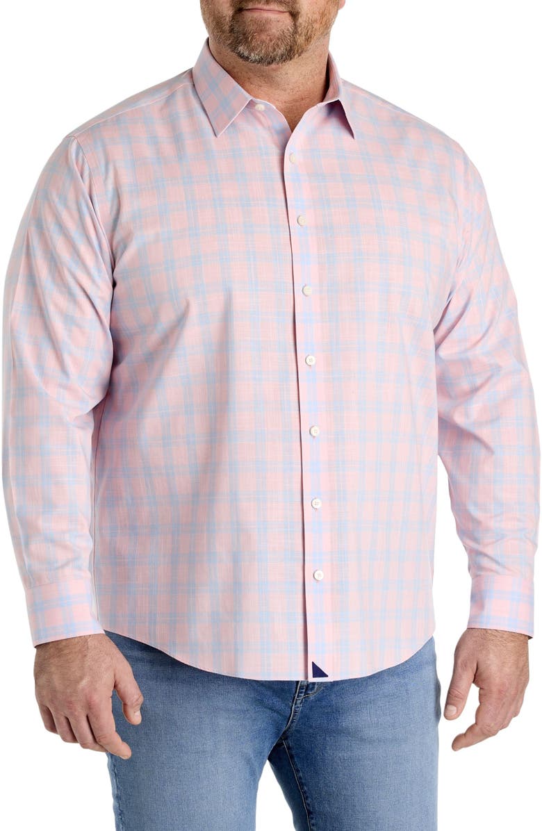 Untuckit Fit by Dxl Big & Tall Clark Wrinkle-Free Plaid Sport Shirt, Alternate, color, Pink