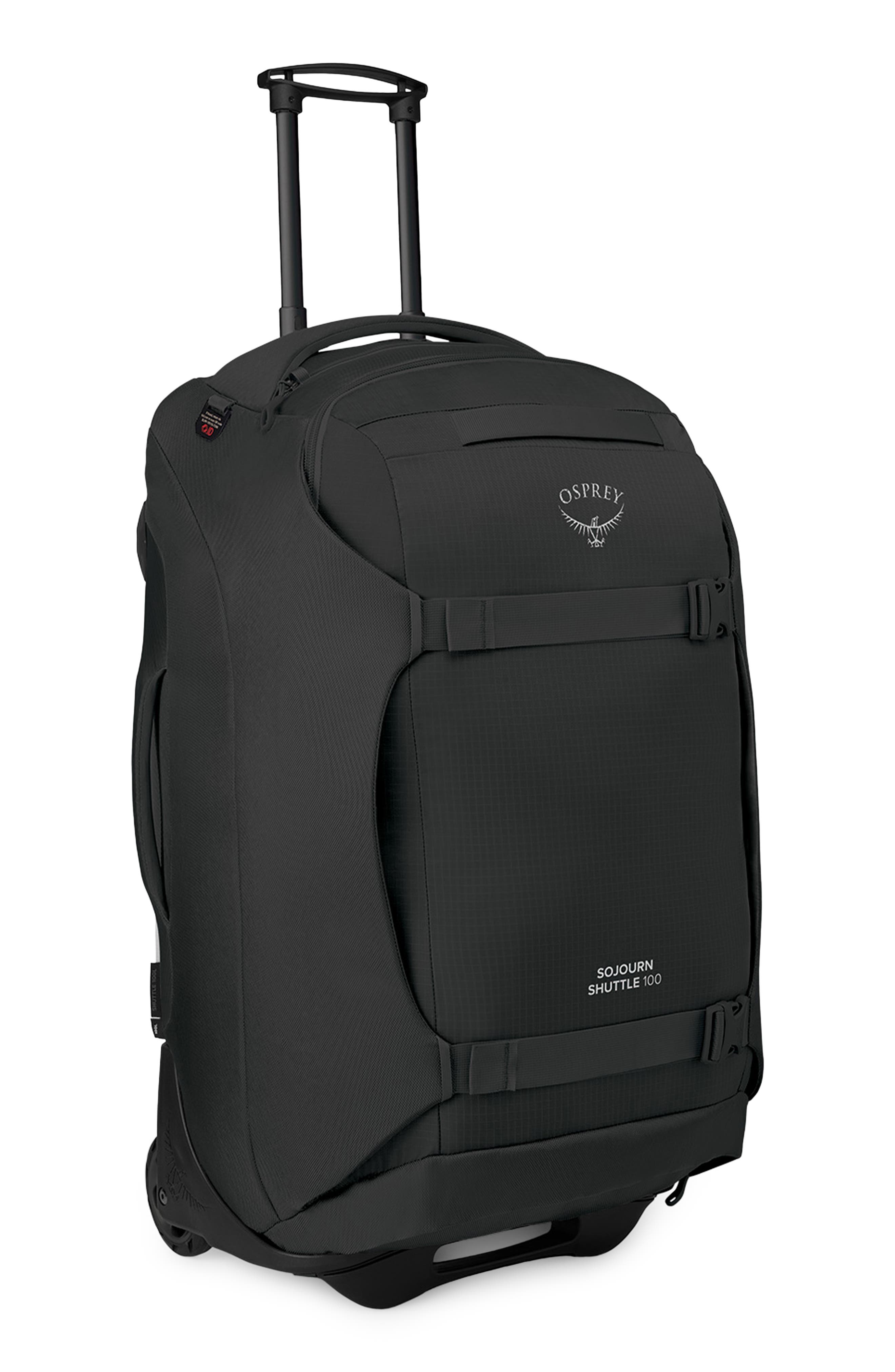 Osprey Sojourn 30-Inch Shuttle Wheeled Recycled Nylon Duffle Bag, Alternate, color, Black