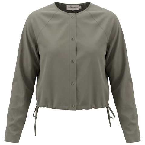 Cotton Side Tie Button Front Cropped Blouse