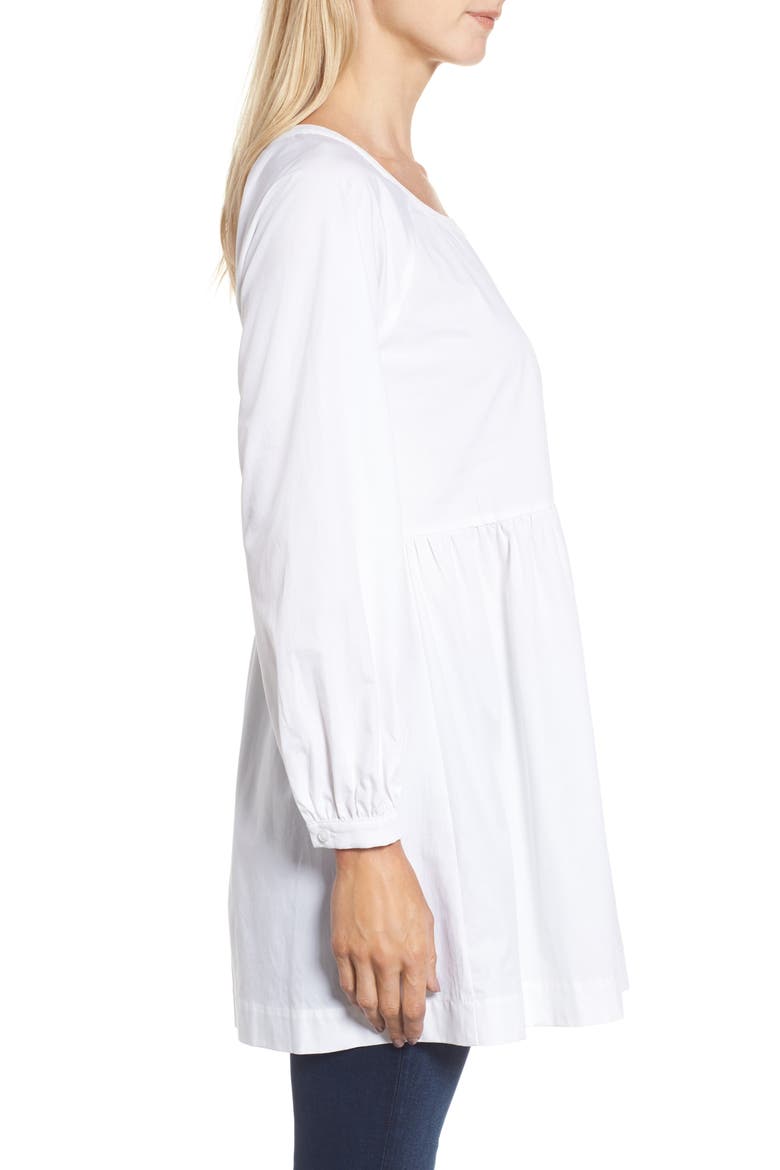 Tie Back Poplin Tunic, Alternate, color, WHITE