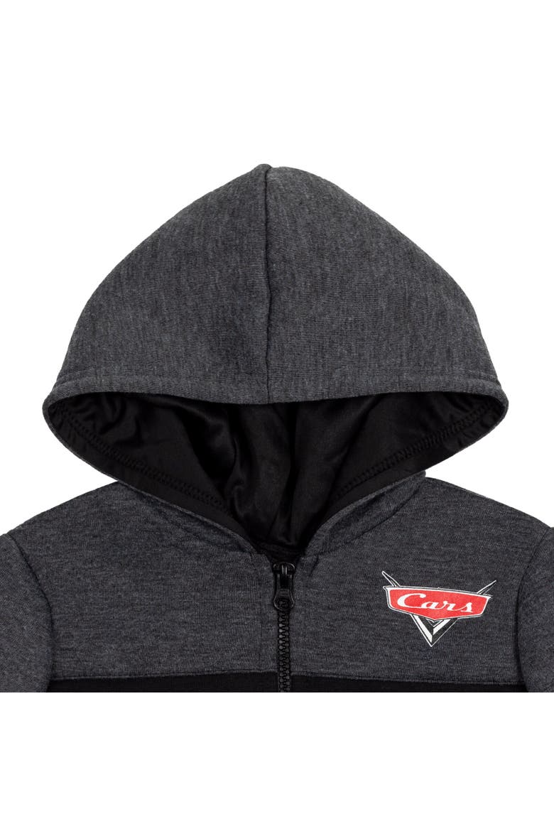 Cars Lightning McQueen Half Zip Hoodie, Alternate, color, Charcoal Heather Grey / Black