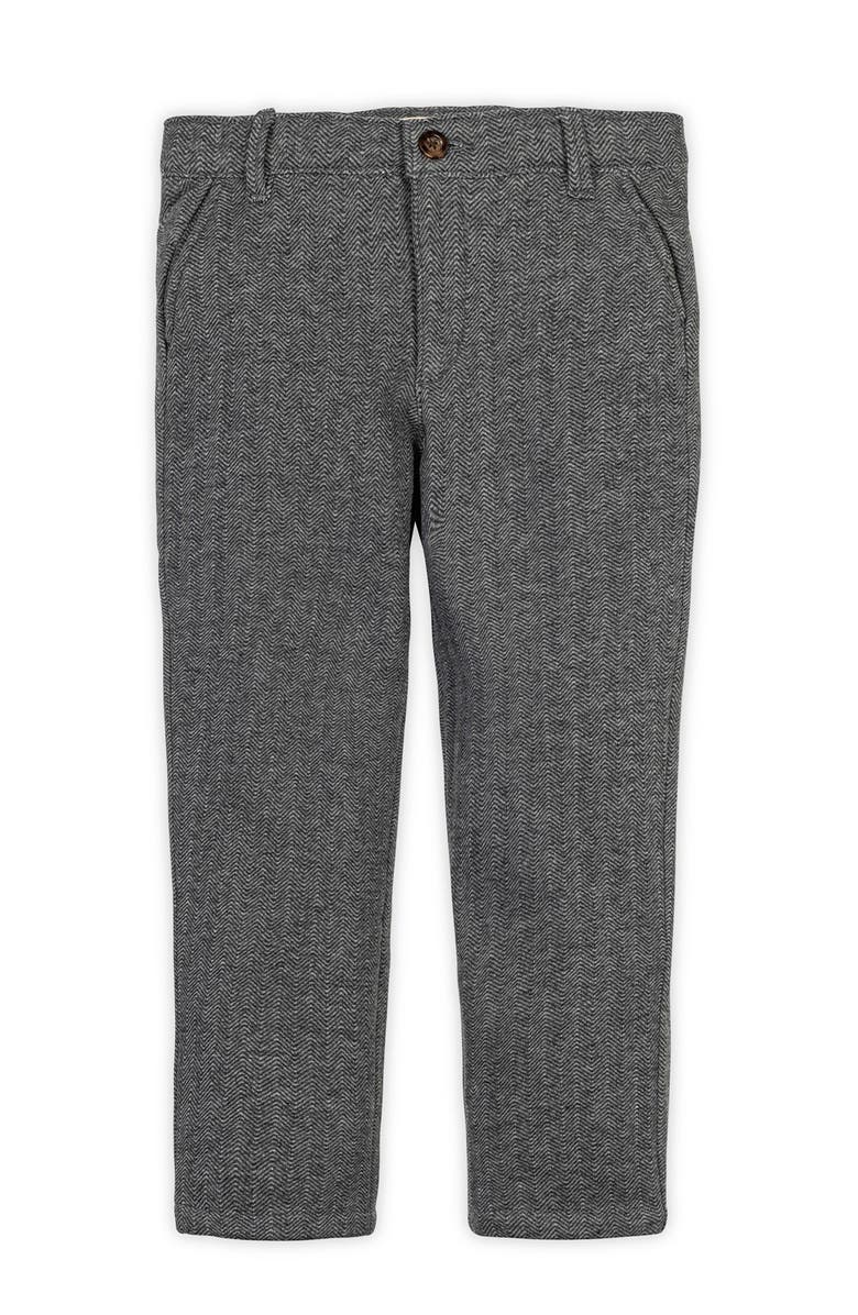 Hope & Henry Kids' Fleece Suit Pant Made with Organic Cotton, Main, color, Charcoal Heather Herringbone