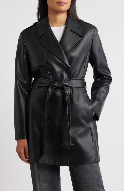Sam Edelman Faux Leather Trench Coat In Black