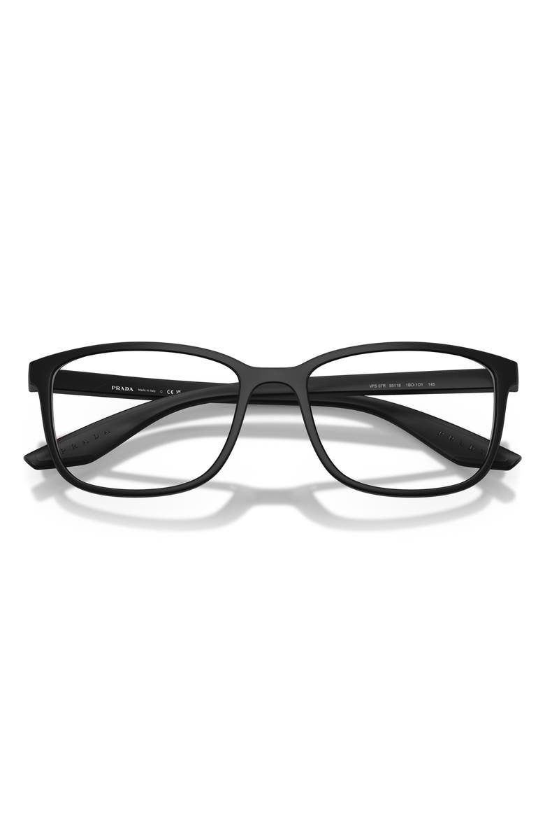 Prada Linea Rossa 53mm Pillow Optical Glasses, Alternate, color, Matte Black