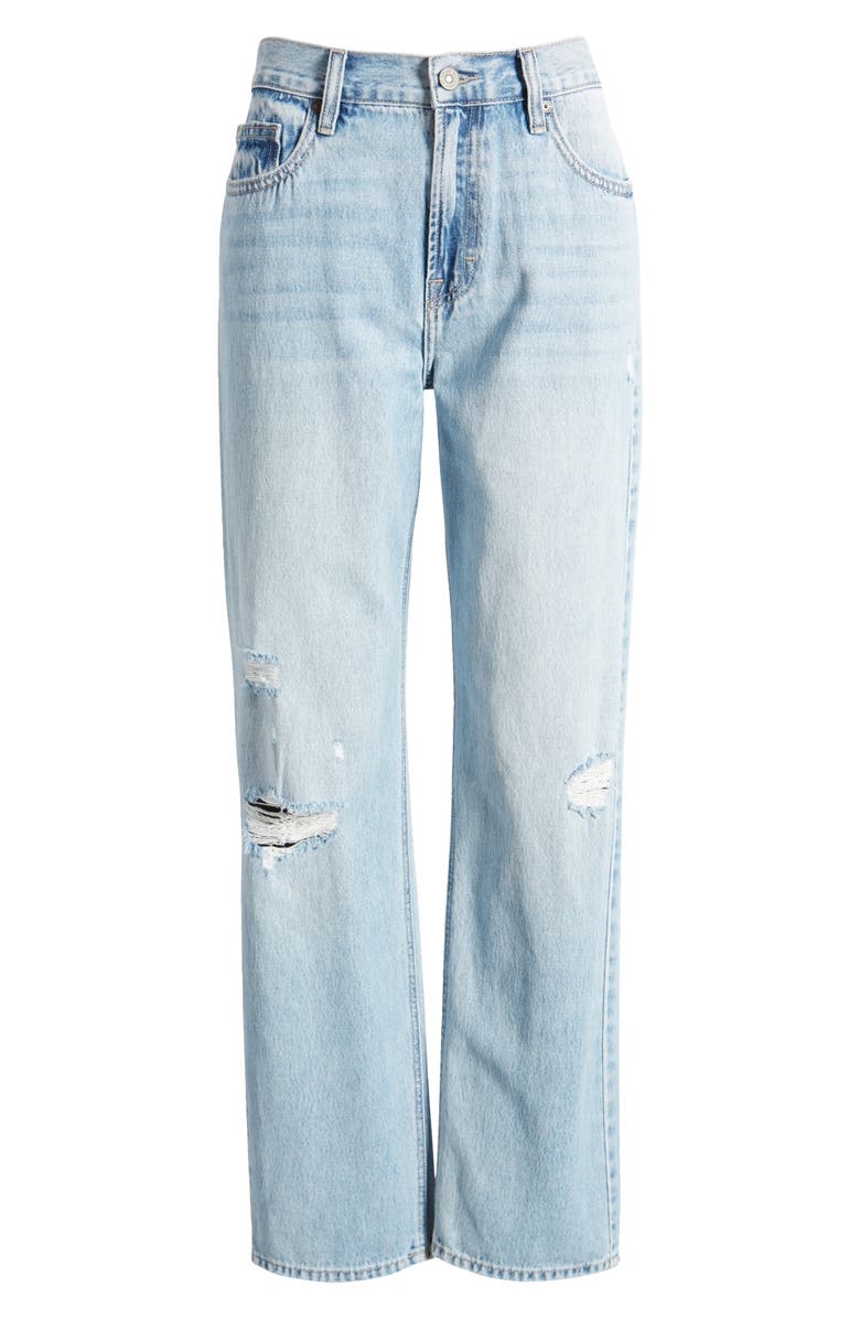 HIDDEN JEANS Ripped High Waist Straight Leg Jeans, Alternate, color, Light Wash