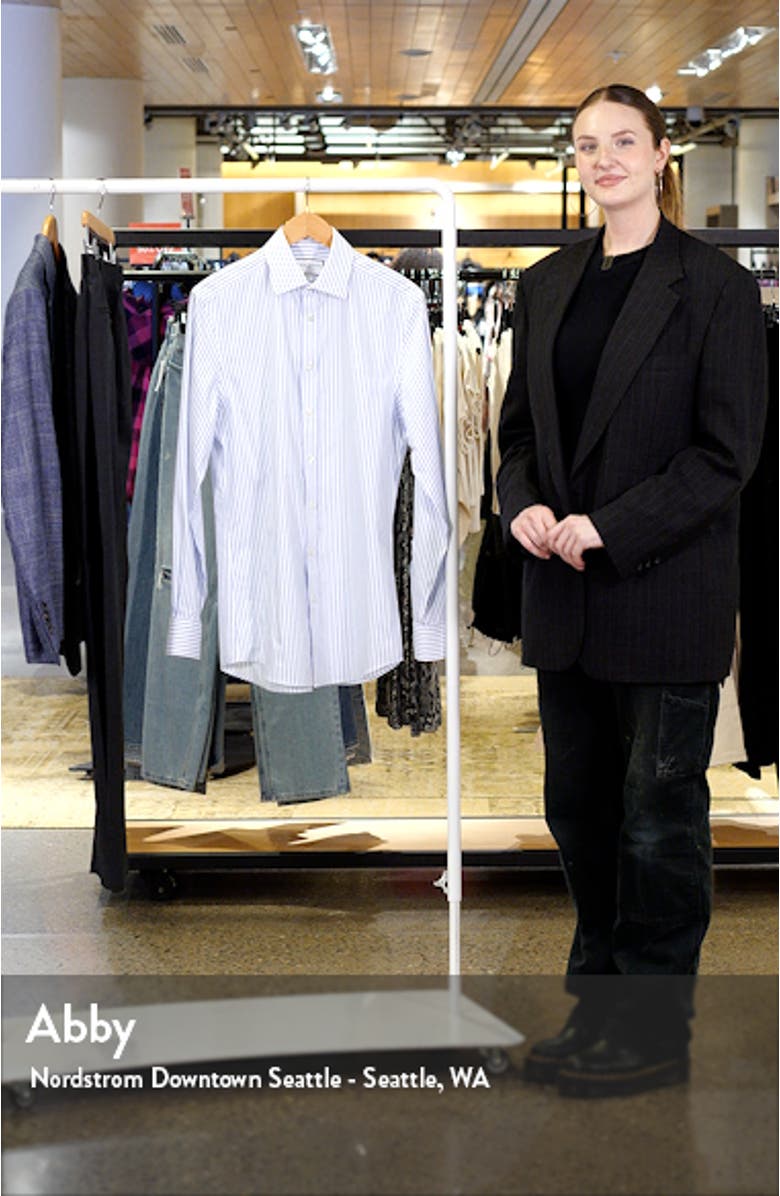 Slim Fit Non-Iron Stripe Twill Dress Shirt, sales video thumbnail