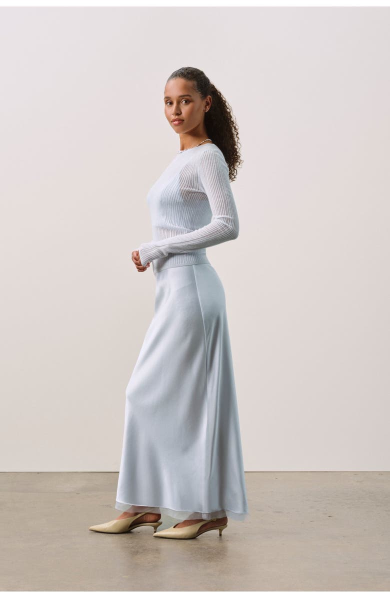 NAKED CASHMERE Short Sleeve Pointelle Layering T Shirt, Alternate, color, Cloud