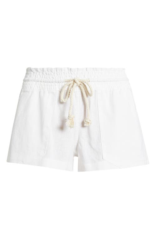 Roxy Oceanside Cotton Drawstring Shorts In Bright White