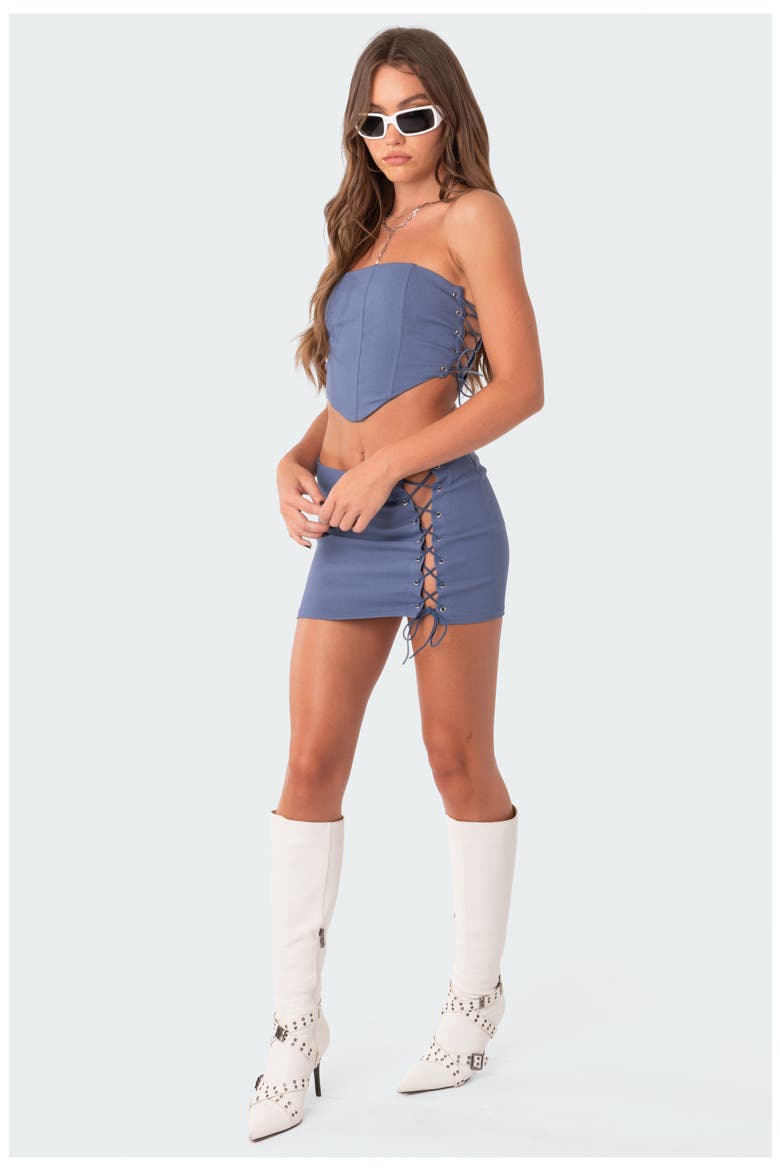 Murphy Lace-Up Miniskirt, Alternate, color, BLUE