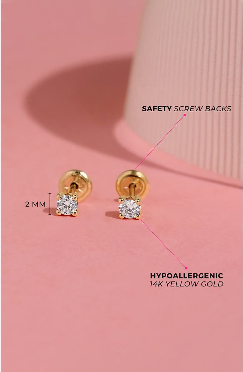 In Season Jewelry 14k 4 Prong Cubic Zirconia Solitaire Earrings, Alternate, color, Gold