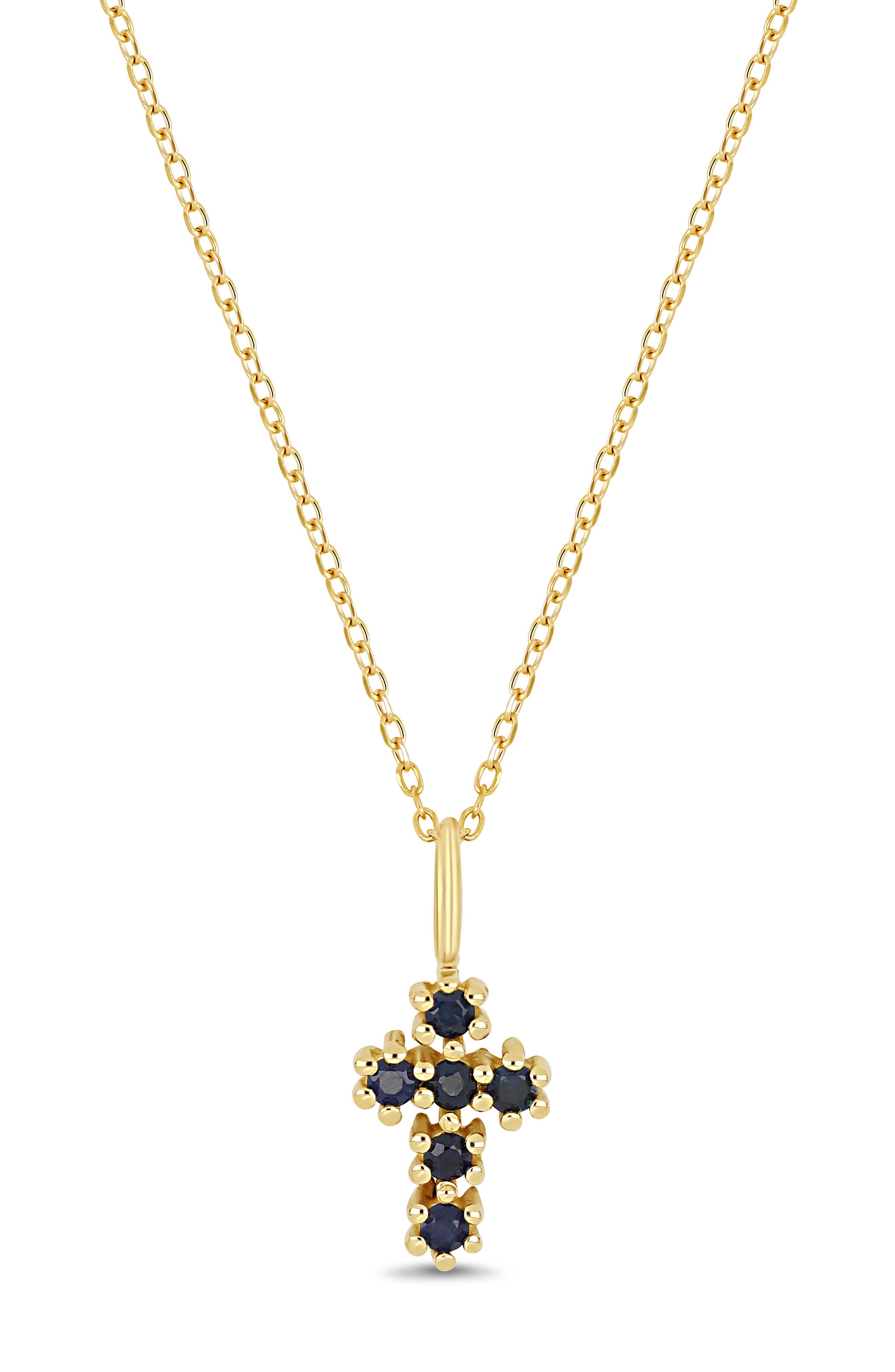 El Mar 18k Gold Sapphire Cross Pendant Necklace
