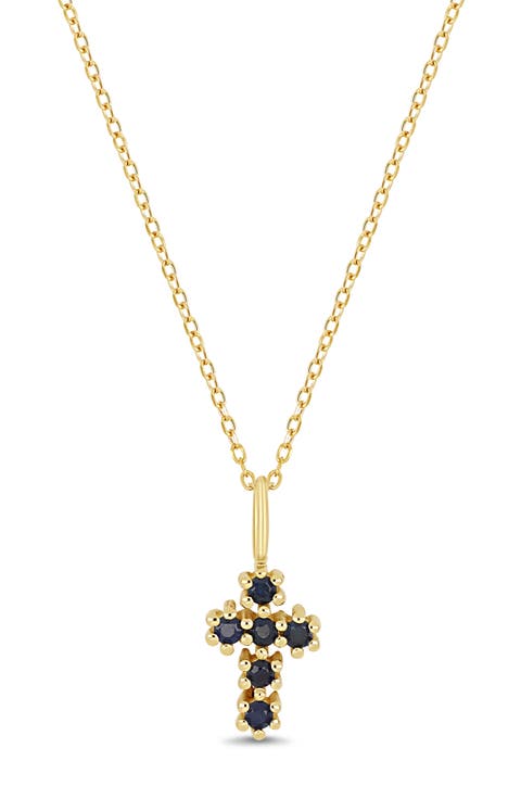 El Mar 18k Gold Sapphire Cross Pendant Necklace