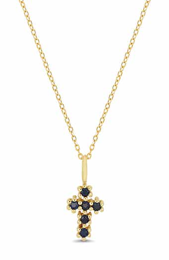 El Mar 18k Gold Sapphire Cross Pendant Necklace