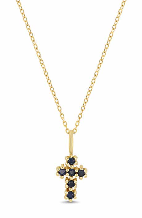 El Mar 18k Gold Sapphire Cross Pendant Necklace