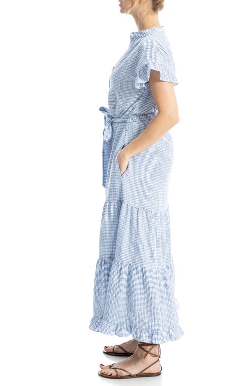 Max Studio Ruffle Short Sleeve Tiered Maxi Shirtdress