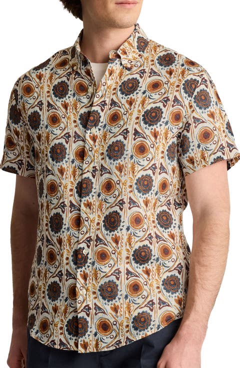 Riviera Slim Fit Floral Short Sleeve Linen Button-Down Shirt
