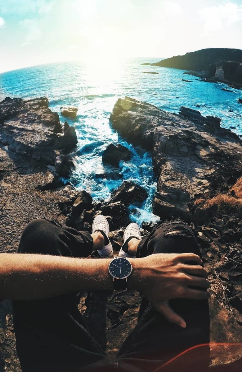 Daniel Wellington Classic Cornwall NATO Strap Watch, 36mm, Alternate, color, Rose Gold/ Black