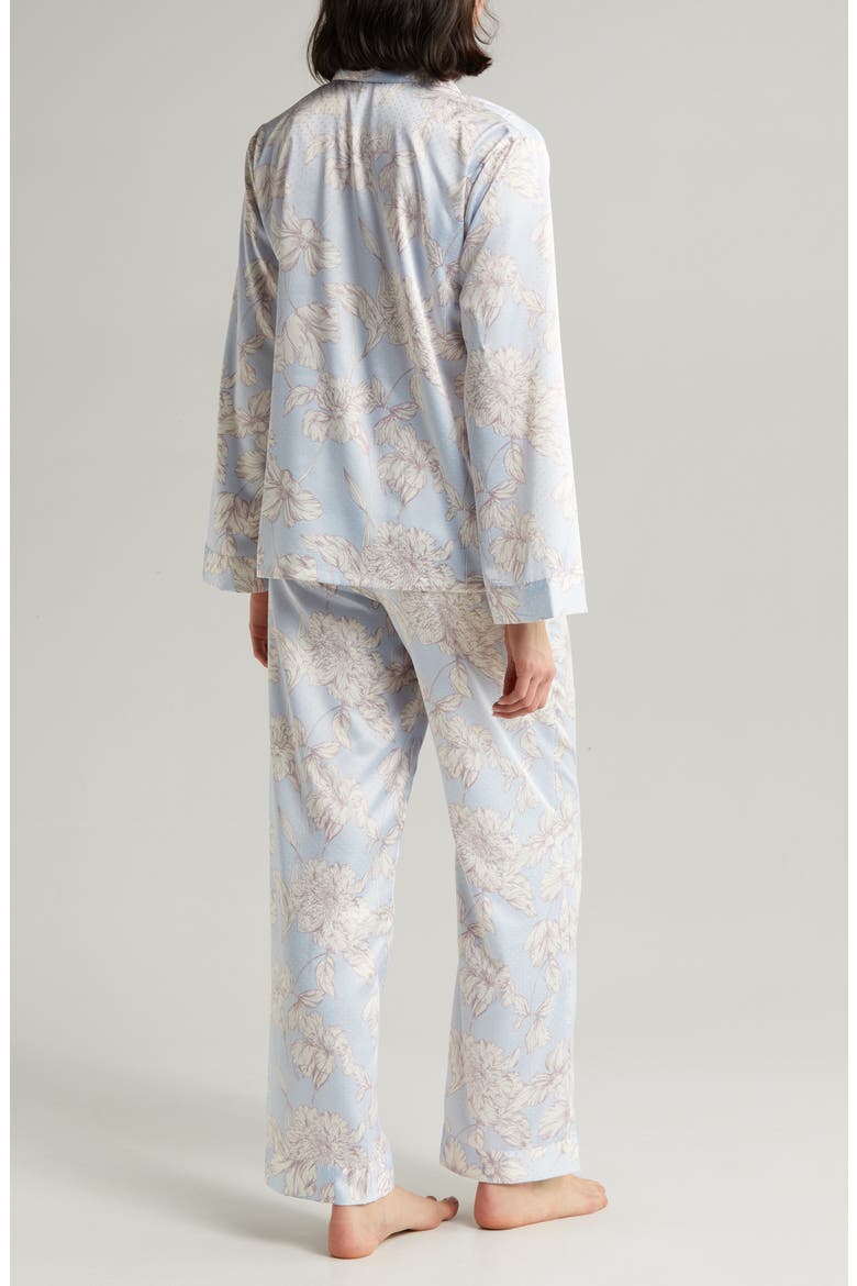 Dobby Satin Pajamas, Alternate, color, BLUE FEATHER HENRIETTE FLORAL