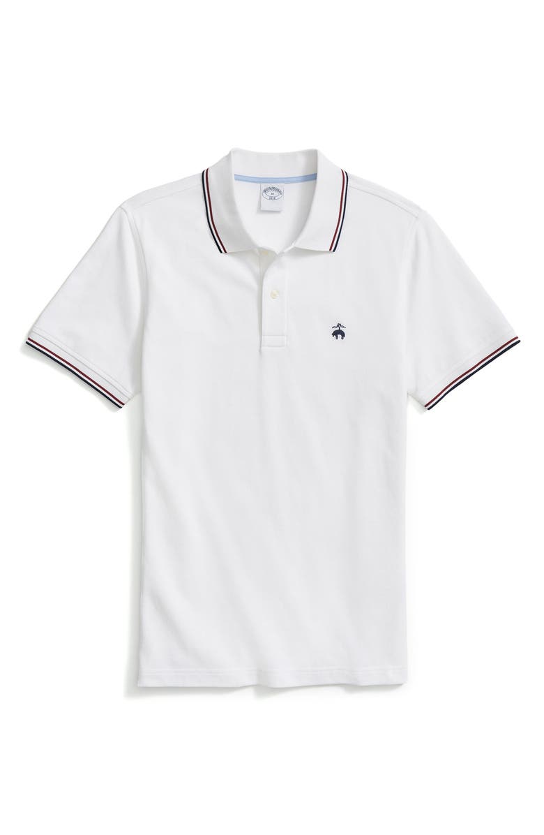 Brooks Brothers Tipped Zip Cotton Knit Piqué Polo, Main, color,