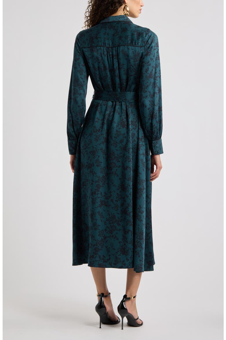 Long Sleeve Belted Midi Shirtdress, Alternate, color, GREEN BLUE DELANIE FLORAL
