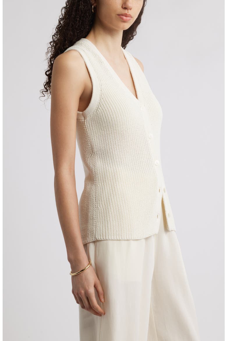 Button Front Cotton Blend Sweater Vest, Alternate, color, IVORY TOFU