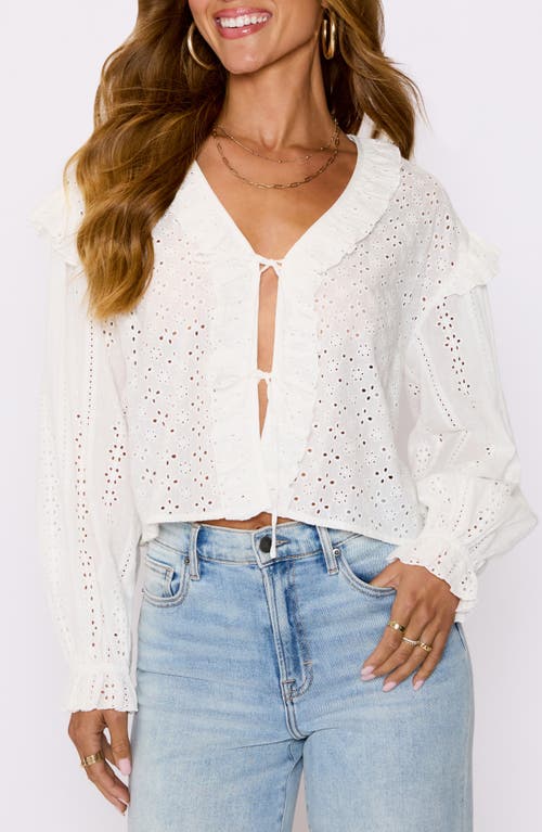 Vici Collection Mabel Tie Front Crop Cotton Broderie Anglaise Top In White