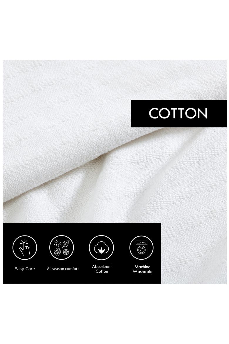 Ribbed 100% Cotton Blanket, Alternate, color, WHITE