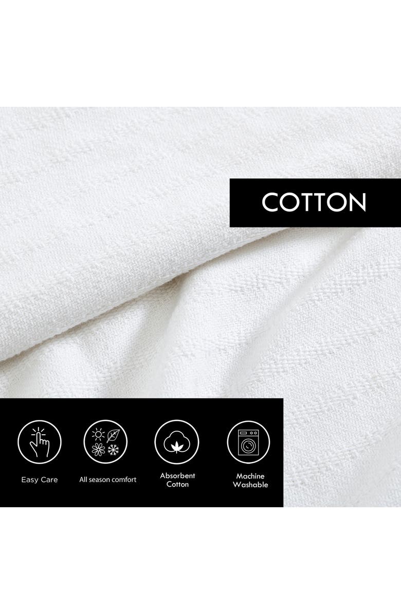 Vera Wang Ribbed 100% Cotton Blanket, Alternate, color, White