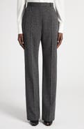 McQueen High Waist Wool Blend Slub Straight Leg Pants
