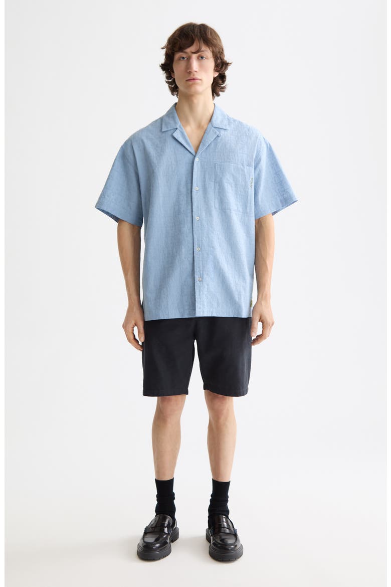 Macys Cross-Stitch Camp Shirt, Alternate, color, FADED DENIM