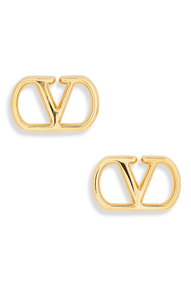 Vlogo Signature Stud Earrings, Main, color, GOLD