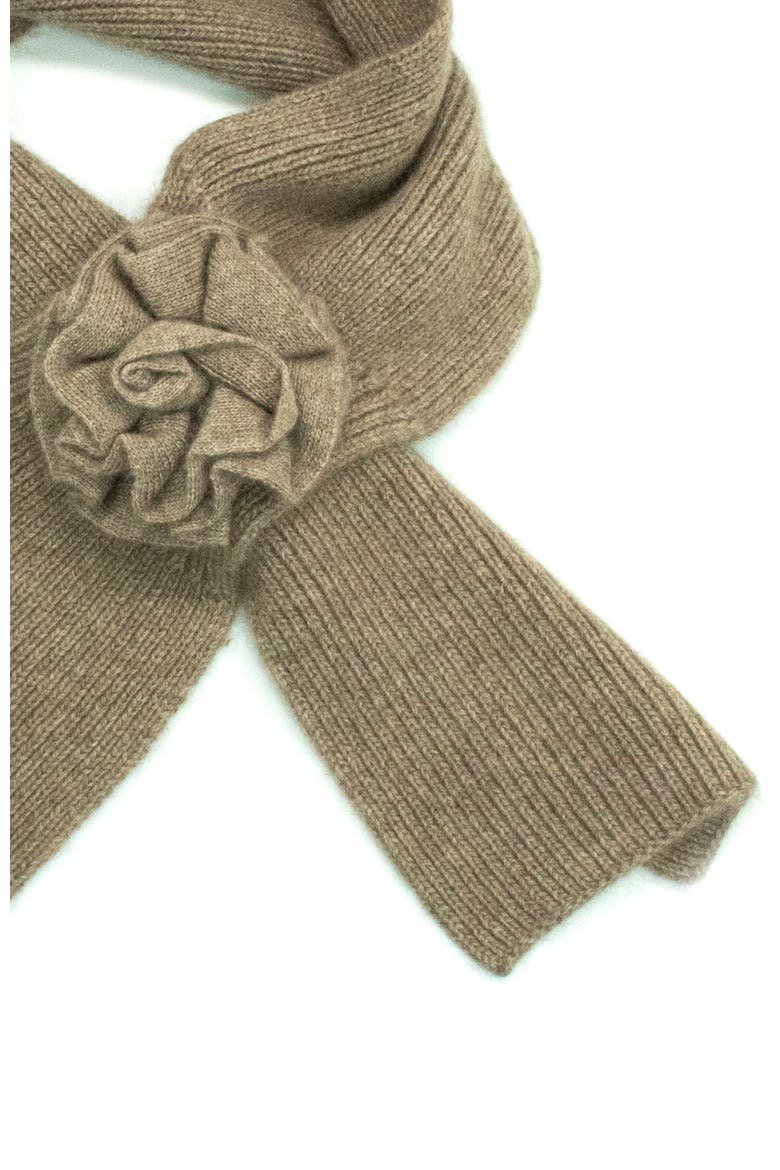 Cashmere loop scarf with flower, Alternate, color, NILE BROWN