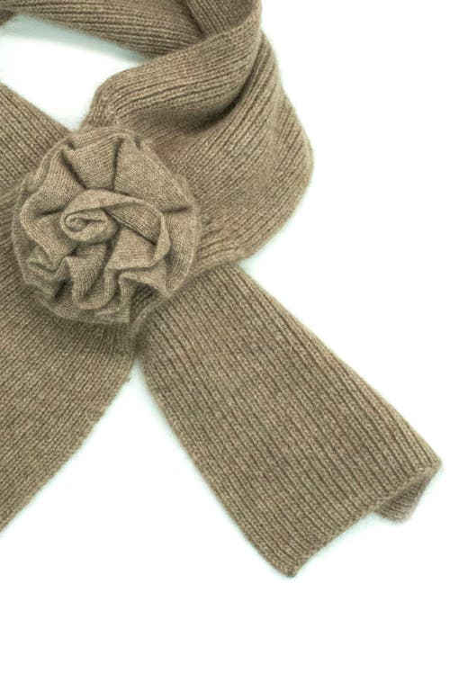 Portolano Cashmere Loop Scarf With Flower In Brown