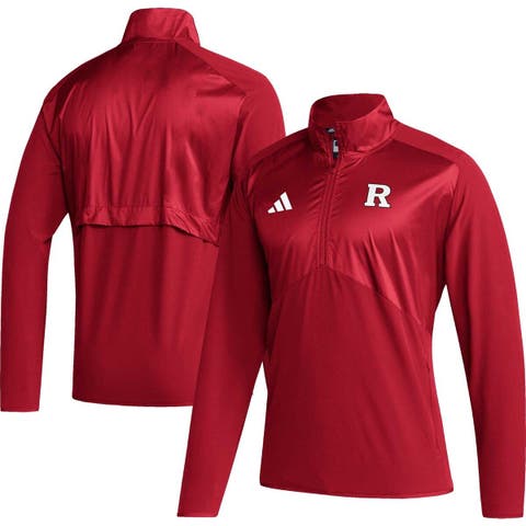 Men's adidas Scarlet Rutgers Scarlet Knights Sideline AEROREADY Raglan Sleeve Quarter-Zip Jacket