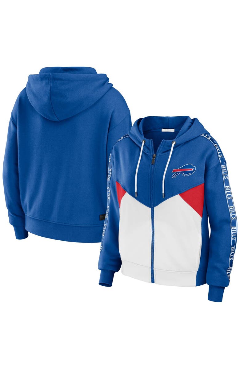 WEAR by Erin Andrews Women's WEAR by Erin Andrews Royal/White Buffalo Bills Color Block Light Weight Modest Crop Full-Zip Hoodie, Main, color, Royal