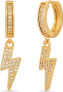 STEELTIME 18K Gold Plated Crystal Bolt Hoop Earrings