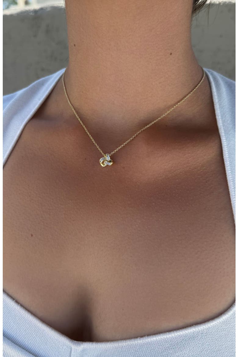 Cubic Zirconia Knotted Pendant Necklace, Alternate, color, GOLD