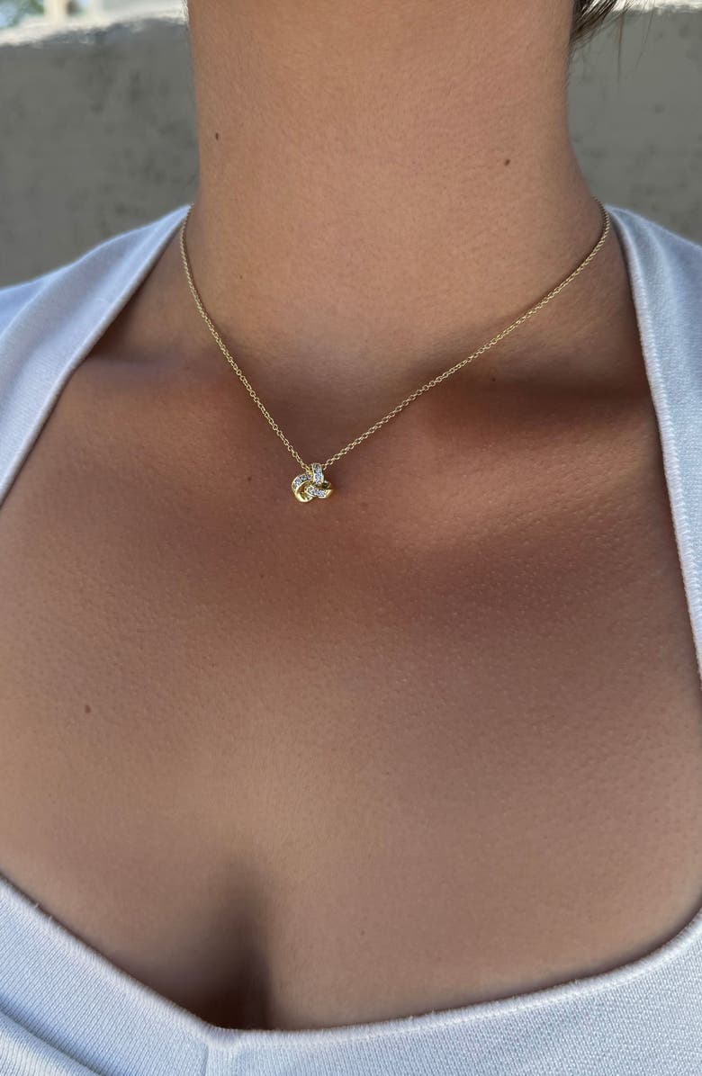 Adornia Cubic Zirconia Knotted Pendant Necklace, Alternate, color, Gold