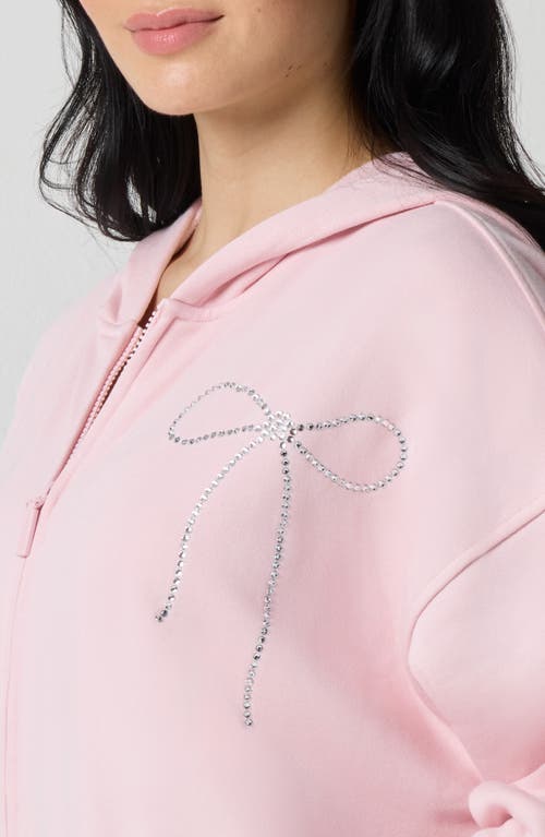 Florence By Mills Crystal Bow Front Zip Hoodie In Pink