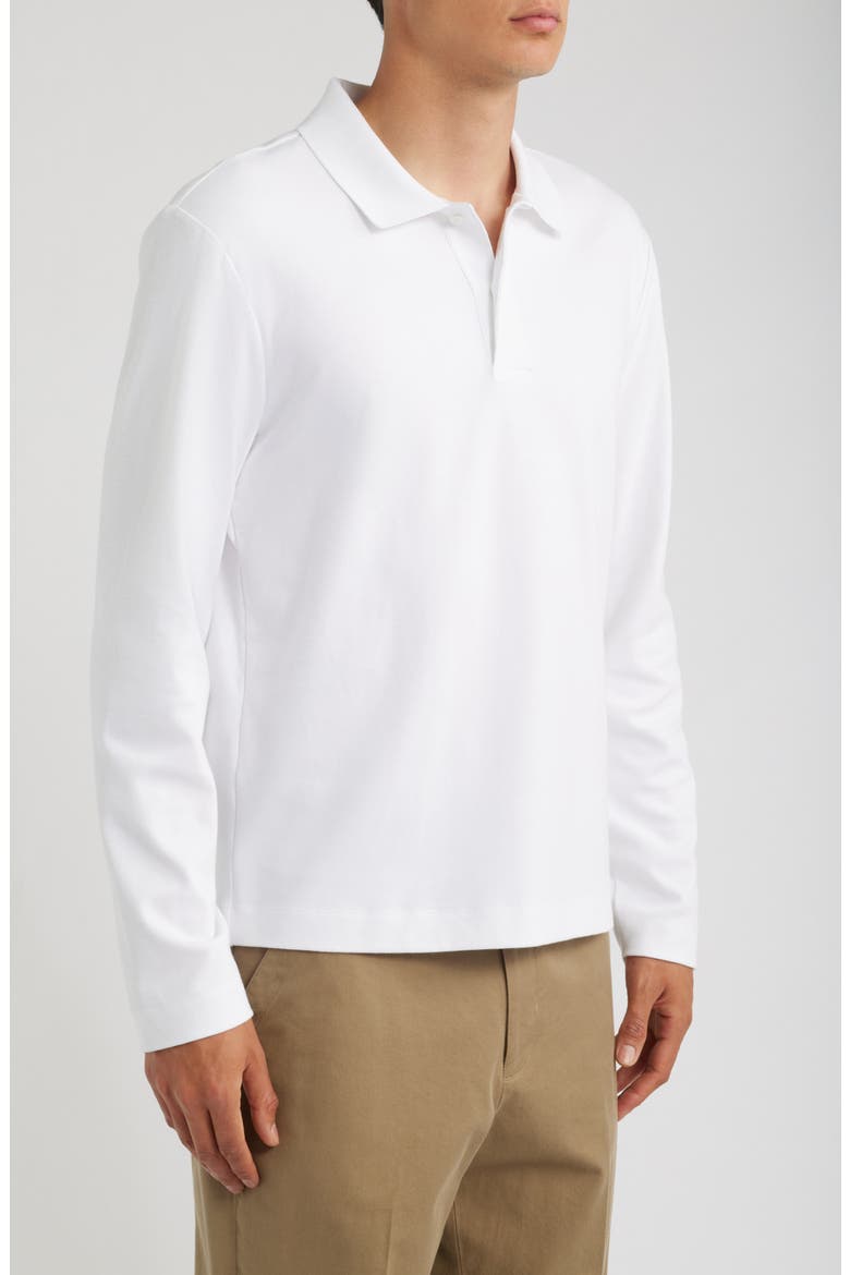 Long Sleeve Peached Cotton Jersey Polo, Alternate, color, OPTIC WHITE