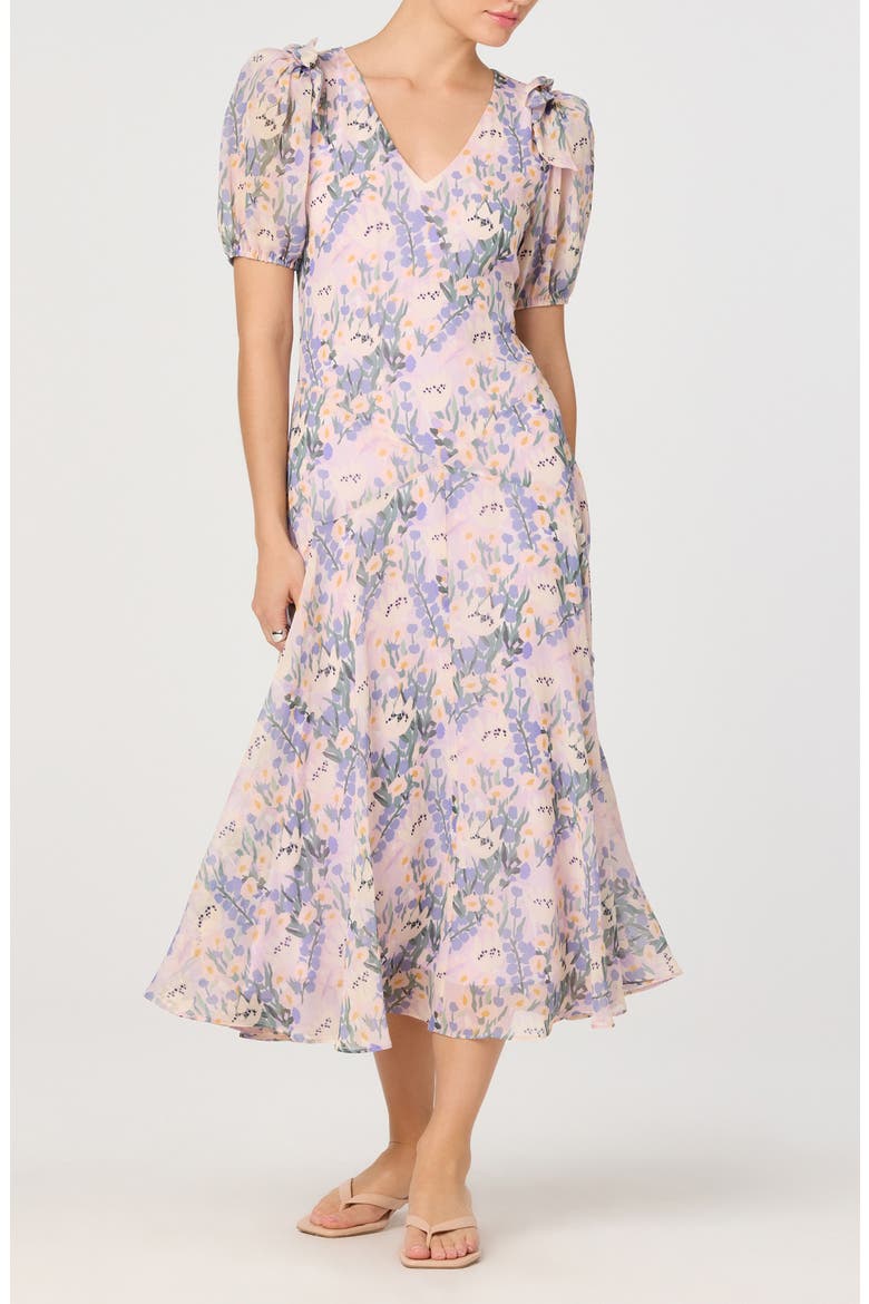 Jessenia Puff Sleeve Dress, Main, color, LILAC FLORAL