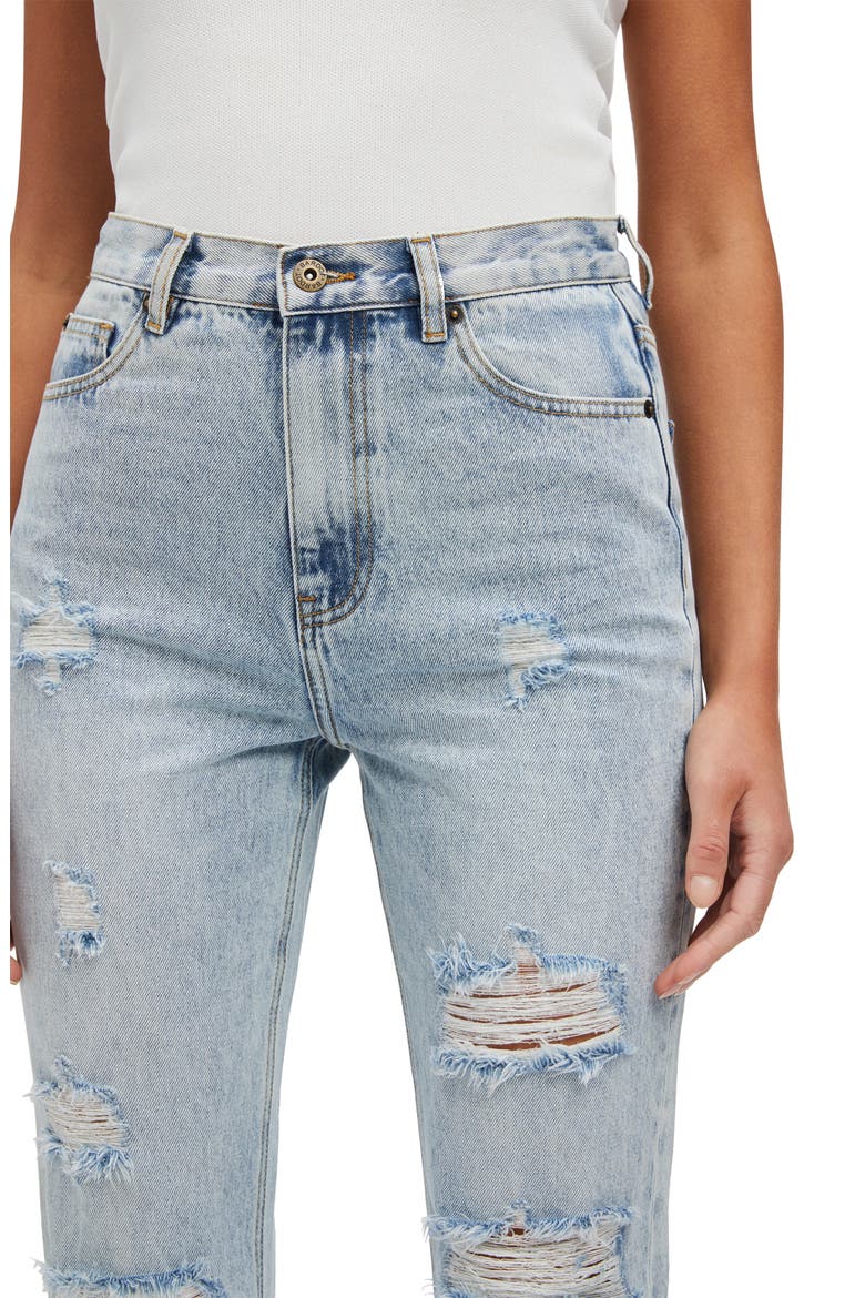 Cara Ripped High Waist Straight Leg Jeans, Alternate, color, INDIGO