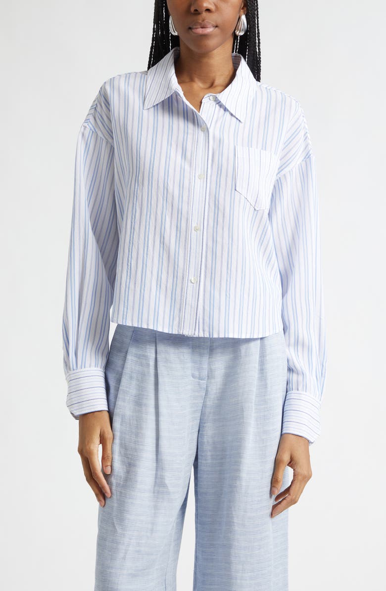 Ramy Brook Marnie Stripe Shirt, Main, color, Blue Stripe Combo