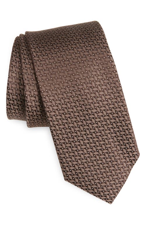 Nordstrom Walden Geo Jacquard Solid Silk Tie In Brown