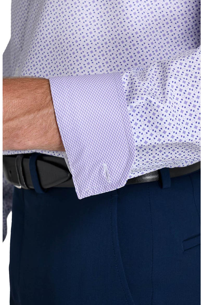 Slim Fit Patchwork Diamond Performance Dress Shirt, Alternate, color, WHITE/PURPLE